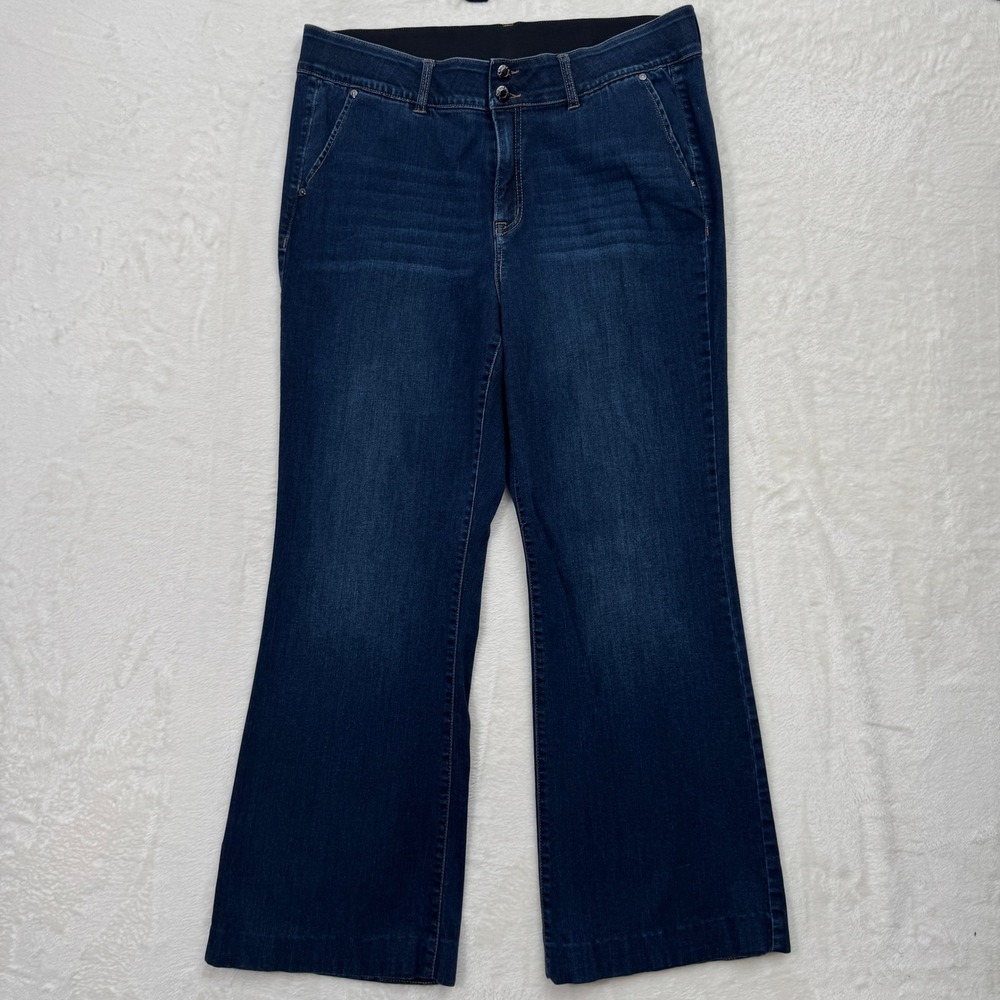 Lane Bryant Jeans Womens‎ 18 Dark Blue Wide Leg Lane Denim Elastic Waist Stretch